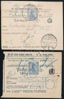1913-1916 2 db Távbeszélő jegy Turul 2K bélyegekkel "SZABADKA", "ZAGREB"