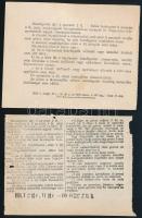 1913-1916 2 db Távbeszélő jegy Turul 2K bélyegekkel "SZABADKA", "ZAGREB"