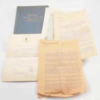 1929-1938 Mihálkovics Miklós, a Székesfővárosi Vízművek helyettes vezérigazgatója részére szóló iratok, 4 db, közte Sipőcz Jenő (1878-1937) illetve Szendy Károly (1885-1953) polgármesterek aláírásával + Jegyzőkönyv Budapest Székesfőváros Vízművei Üzemi Választmányának 1938. évi december hó 30-án tartott 25. üléséről