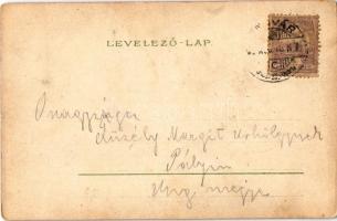 1900 Szerelmespár, "pikk" francia kártya / Romantic couple, "Spades" French-suit...