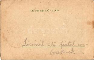 Angyalos üdvözlőlap / Christmas greeting art postcard with angel. litho (gyűrődés / crease)