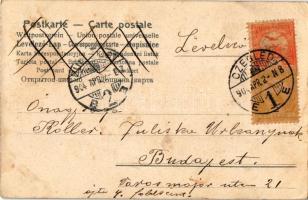 1904 Húsvéti üdvözlet / Easter greeting art postcard, lady with egg. Art Nouveau, litho (EK)