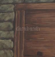 Olvashatatlan jelzéssel, XX. sz. második fele, 2 db mű: Udvarrészletek. Olaj, fa. Dekoratív, üvegeze...