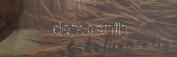 Olvashatatlan jelzéssel, XX. sz. második fele, 2 db mű: Udvarrészletek. Olaj, fa. Dekoratív, üvegeze...