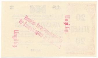 Ausztria / Mauthausen hadifogolytábor 1914-1918 k. 20h "UNGILTIG (érvénytelen)" bélyegzéss...