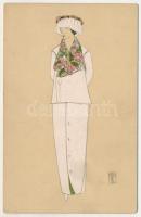Lady art postcard. Wiener Werkstätte No. 865. litho s: Eduard Josef Wimmer-Wisgrill (EK)
