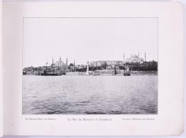 1909 Konstantinápoly (Isztambul), album 48 fekete-fehér fotóval, a címlapon magyar nyelvű ajándékozá...