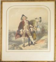 Felicité - Hapiness boldogság. ca 1850. Litográfia, Giraud Desmaissons aranyozott fa keretben. 47x62 cm