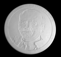 Horváth László (Debrecen, 1941-): II. János Pál arcképe. Litofán porcelán, 1991, jelzett, hibátlan, d: 31 cm