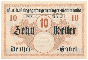 1914-1918 k. Osztrák-Magyar Monarchia / Deutsch Gabel (Jablonné v Podjestsdí) Hadifogolytábor 10h "F 679" szárazpecséttel T:UNC 1914-1918 k. Austro-Hungarian Monarchy / Deutsch Gabel (Jablonné v Podjestsdí) POW camp 10 Heller "F 679" with embossed stamp C:UNC