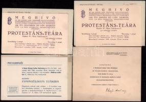 cca 1930-1939 Egyházi és kulturális programokra szóló meghívók, 7 db + Emléklap az Eucharisztikus Szentévben a Budapesti Szent Szív Zárdában tartott lelkigyakorlatról