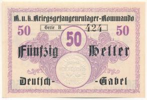 1914-1918 k. Osztrák-Magyar Monarchia / Deutsch Gabel (Jablonné v Podjestsdí) Hadifogolytábor 50h "B 424" szárazpecséttel T:UNC 1914-1918 k. Austro-Hungarian Monarchy / Deutsch Gabel (Jablonné v Podjestsdí) POW camp 50 Heller "B 424" with embossed stamp C:UNC