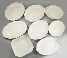 Herendi 8 darab fehér porcelán szervírozó készlet kosárfonott peremrésszel, masszába nyomott, illetve elcsiszolt jelzésekkel, több darab plasztikus inda fogóval, kis kopottsággal, h: 42 cm alatt