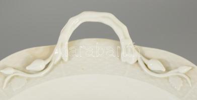 Herendi 8 darab fehér porcelán szervírozó készlet kosárfonott peremrésszel, masszába nyomott, illetv...