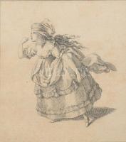 cca 19. század Fiatal nőt ábrázoló rézmetszet, üvegezett keretben, 7,5×6,5 cm, keret: 20×20 cm