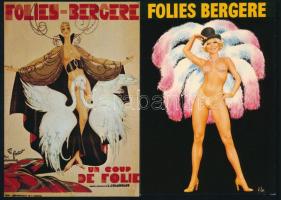 1967-1973 Folies Bergere, Paris, 2 db képes leporello szórólap + 2 db reklám képeslap