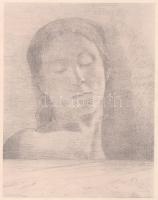 cca 1900 Odilon Redon: Zárt szemek, heliogravűr, K.u.k. Hof- und Staatsdruckerei, Wien, 28×21,5 cm