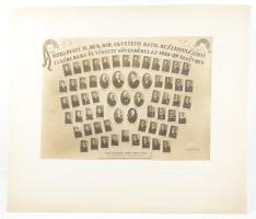 1929 Budapesti II. ker. kir. egyetemi kath. reálgimnázium tanári kara és végzett növendékei az 1928-29. tanévben, tablófotó Rasem Viktor műterméből, 19,5x27,5 cm, karton: 33x39 cm