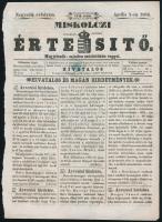 1864 Hírlapilleték bélyeg 1kr Miskolci értesítőn