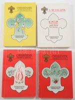4 darab cserkész témájú könyv: Cserkészek Játékoskönyve 1., A mi dalaink, Cserkészek tábortűzi könyve 1-2.