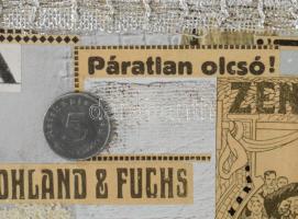 Ajtai Tamás (1952-): New past No. 52. Kollázs, papír, jelzett. Hátoldalán a művész címkéjével. Dekor...