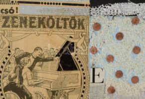 Ajtai Tamás (1952-): New past No. 52. Kollázs, papír, jelzett. Hátoldalán a művész címkéjével. Dekor...