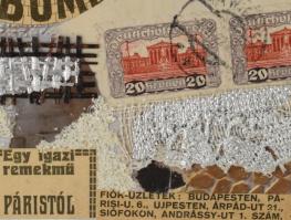 Ajtai Tamás (1952-): New past No. 52. Kollázs, papír, jelzett. Hátoldalán a művész címkéjével. Dekor...