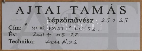 Ajtai Tamás (1952-): New past No. 52. Kollázs, papír, jelzett. Hátoldalán a művész címkéjével. Dekor...