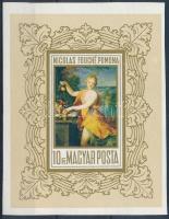 1969 Festmény, az eredeti ívből származó vágott blokk gumi nélküli papíron