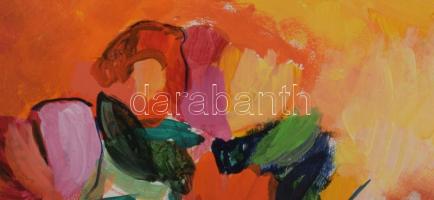 Olvashatatlan jelzéssel (A. Varga Imre?): Csendélet, akril, farost, jelzett, 42×30 cm, fakeretben