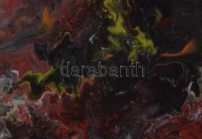 Molnár Attila (1978-2019): Színes kép (cím nélkül), zománcfesték, vászon, jelzett a hátoldalán, 40×4...