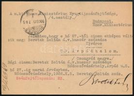1926 Ajánlott levelezőlap 2.500K és 8f vegyes bérmentesítéssel / Registered postcard with mixed fran...