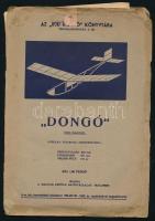 1942 Dongó siklómodel. Dékány Zsigmond. vitorlázó repülőgép modell terv. Magyar Repülő melléklete. Nagy méretű terv, borítóval