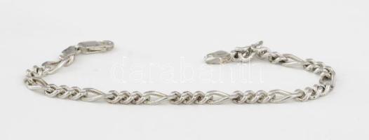 Ezüst (Ag) figaro karkötő, h: 21 cm, jelzett, 12,8g