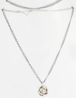 Ezüst(Ag) pancer nyaklánc rózsa medállal, jelzett, h: 51 cm, d: 1,5 cm, nettó: 9,9 g