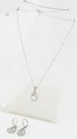 Ezüst(Ag) ékszerszett, nyaklánc és fülbevalópár, jelzett, h: 48 cm, bruttó: 7,6 g