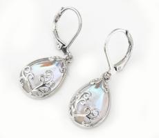 Ezüst(Ag) ékszerszett, nyaklánc és fülbevalópár, jelzett, h: 48 cm, bruttó: 7,6 g