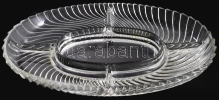 Üveg kínáló tál több rekesszel 32x21 cm