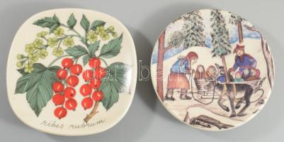 2 db finn, Arabia porcelán tányér, matricás, jelzett, limitált, hibátlan d: 12 cm