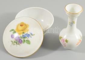 Meisseni és Rosenthal kis méretű porcelán tárgyak d: 8 cm, m: 8 cm