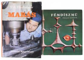 F. A. Barbasov: Marás. Bp., 1979, Műszaki. Kiadói nyl-kötés, kiadói papír védőborítóban, kissé gyűrött borítószélekkel. + Pallai Sándor: Fémdíszmű. Lakásdíszek, divatékszerek. Bp.,1976, Műszaki. 2. kiadás. Fekete-fehér fotókkal. Kiadói kartonált papírkötés, kopott borítóval.