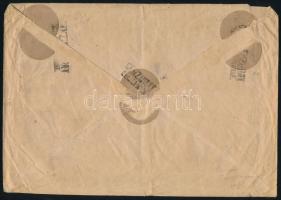 Nagyvárad 1921 Külföldre küldött ajánlott üzleti levél ellenőrzés után a hátoldalon körcímkékkel ler...