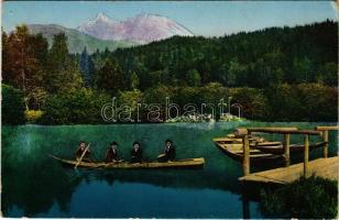 1934 Tátralomnic, Tatranská Lomnica (Magas-Tátra, Vysoké Tatry); csónakázók / rowing boats (EK)