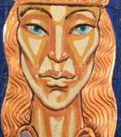 Királynő, tűzzománc kép, fa keretben 10x26 cm, 20x36 cm