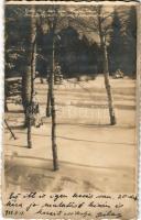1925 Tátrafüred, Ótátrafüred, Altschmecks, Stary Smokovec (Magas-Tátra, Vysoké Tatry); télen / in winter. photo (gyűrődés / crease)