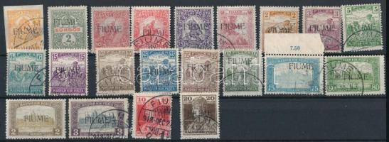 Fiume 1919 Gépi I. típus felülnyomás 21 érték, Bodor vizsgálójellel (32.400)