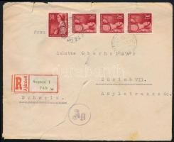 1944 Ajánlott cenzúrázott levél Sopronból Zürichbe (szakadt) / Registered censored cover to Zürich (teared)