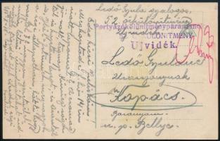 1915 Tábori posta levelezőlap / Field postcard "Portyázókülönítmény parancsnokság 52. ŐRKÜLÖNÍTMÉNY ÚJVIDÉK"