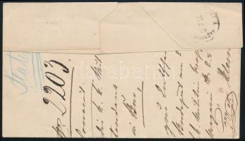 1879 Ajánlott levél 3 x 5kr erősen festékfoltos bélyeggel (2 bélyegen hajtásnyom) / 3 x 5kr with pai...