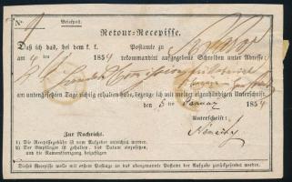 1854 6kr + 6kr darab tértivevényen / 6kr + piece of 6kr on Retour Recepisse "SZÁSZVÁROS" - Hermanstadt